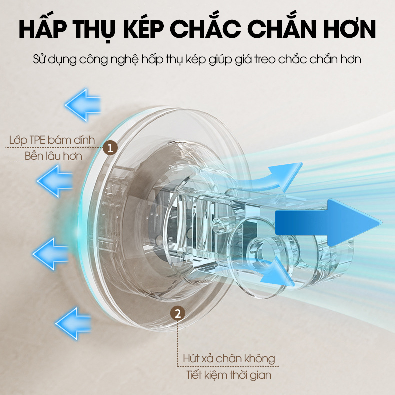 Giá treo khăn nhà tắm, thanh gác dép hút chân không LD-5248, nhôm anod không rỉ, không cần khoan đục, dễ dàng lắp đặt