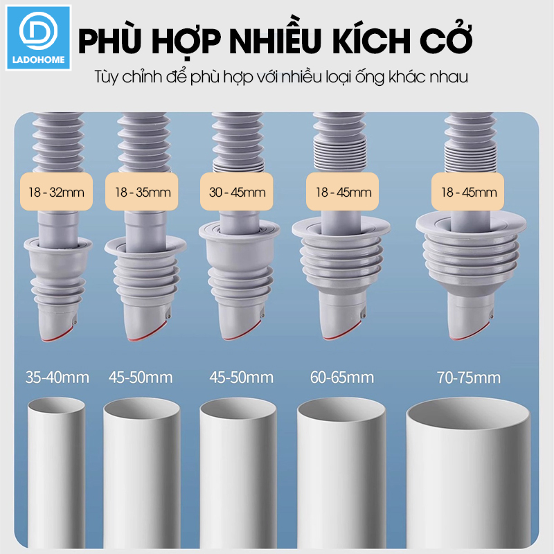 Thiết bị bịt kín ống thoát nước ngăn mùi SS15 cho nhà bếp, nhà vệ sinh, chống chảy ngược, chống con trùng, chống mùi