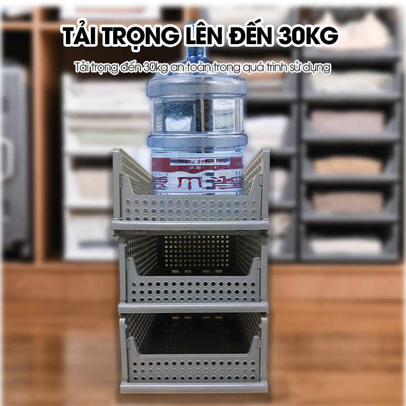 Hộp lưu trữ gấp gọn có thể xếp chồng LH-5555, hộp tủ đựng quần áo, văn phòng phẩm, vật dụng cá nhân xếp tầng ngăn nắp