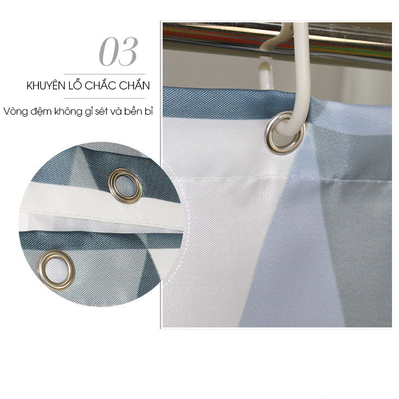 Rèm treo nhà tắm họa tiết kim cương, rèm Poliester không thấm nước, rèm treo khách sạn, chung cư, nhà trọ