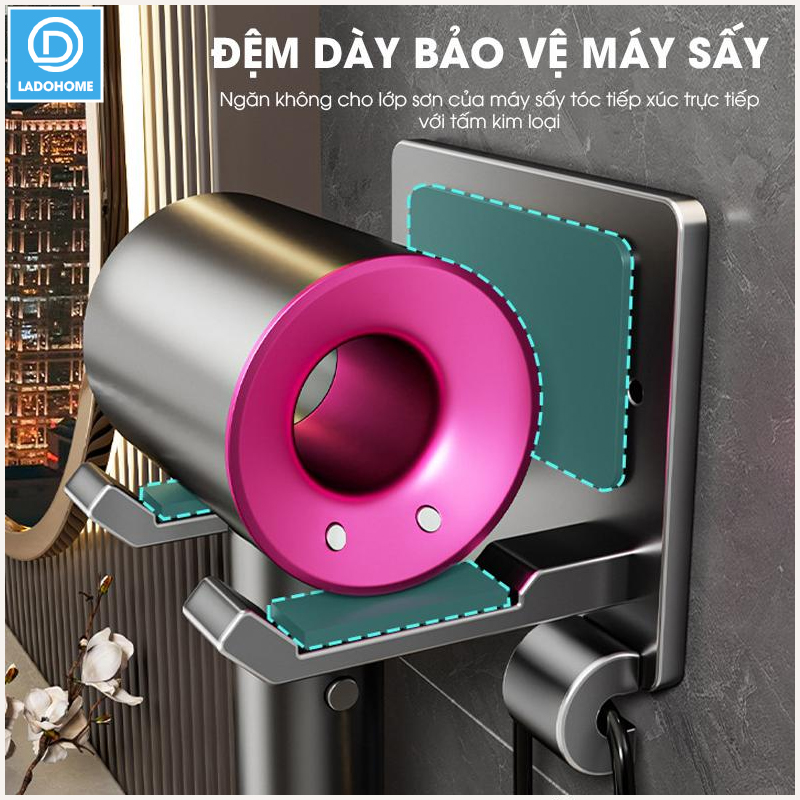 Giá treo máy sáy tóc chống trộm dán tường LD-7706 nhôm hợp kim không rỉ