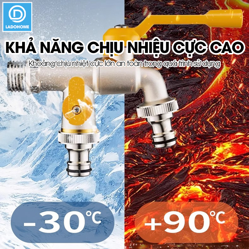 Vòi nước xả lưu lượng lớn cao cấp LD-9101, vòi xả hồ, vòi cho máy giặt, vòi nước ngoài trời sân vườn lõi to (Ren 21)