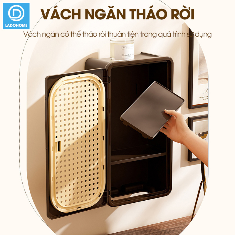 Hộp đựng khăn giấy mỹ phẩm treo tường JLG2503 , loại lớn có ngăn chia