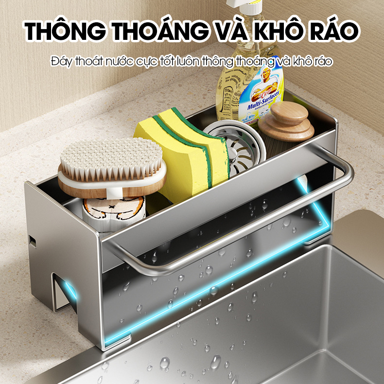 Kệ để đồ rửa chén, nước rửa chén bát, giẻ lau để bồn rửa LH-2345 thép carbon sơn nhiệt chống rỉ sét