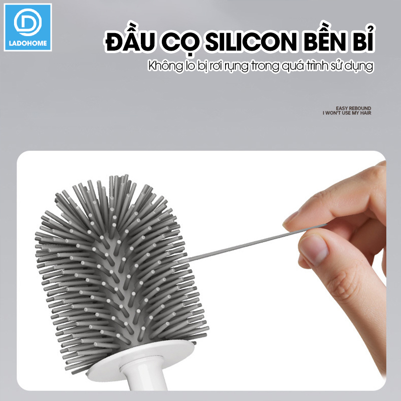 Cọ chà vệ sinh bồn cầu cán dài silicon gắn tường MT14 + tặng kèm kẹp gắp lông tóc
