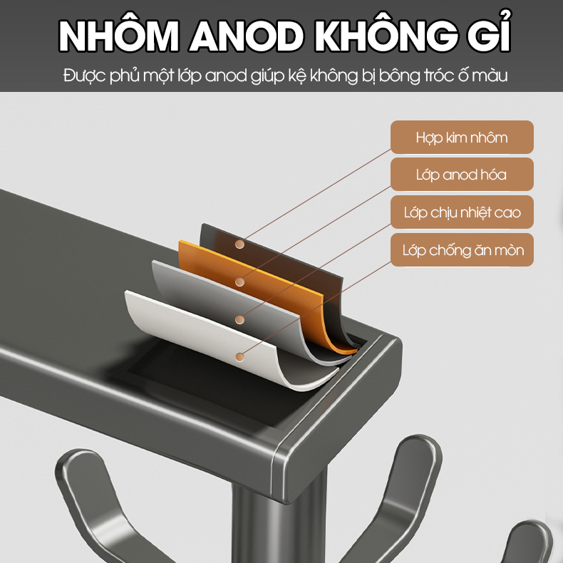 Móc xoay 360 treo đồ nhà bếp RX07 Nhôm Anod không rỉ