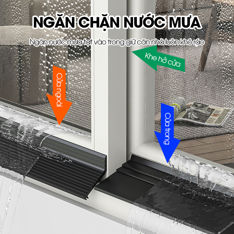 Chắn nước mưa cho cửa sổ ngoài trời D1999, cuộn dài 1m/2m tích hợp sẵn keo, giúp điều hướng ngăn mưa tạt và thấm
