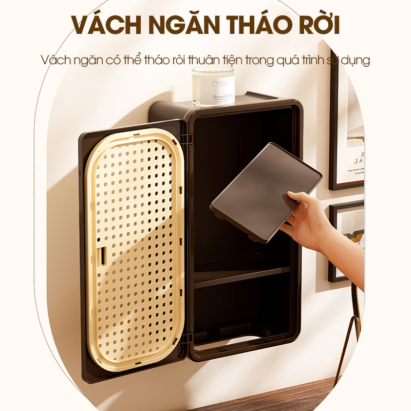 Hộp đựng khăn giấy mỹ phẩm treo tường JLG2503 , loại lớn có ngăn chia