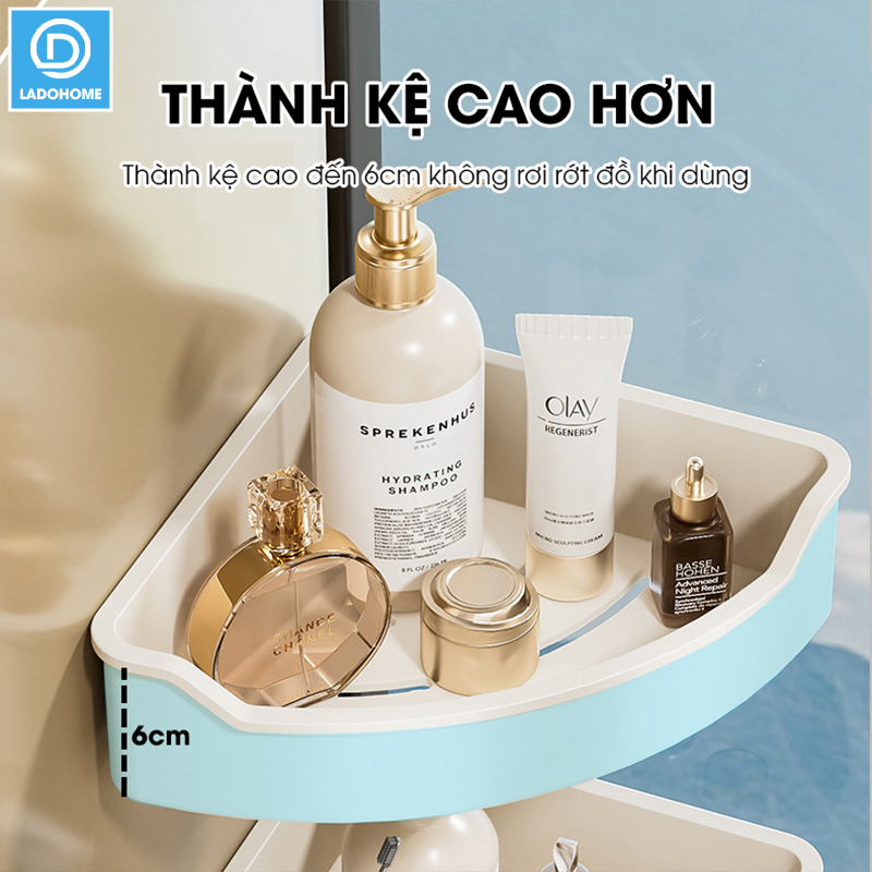 Kệ góc tường treo nhà tắm nhà bêp LD-6101, nhựa ABS siêu cứng cáp và bền bỉ