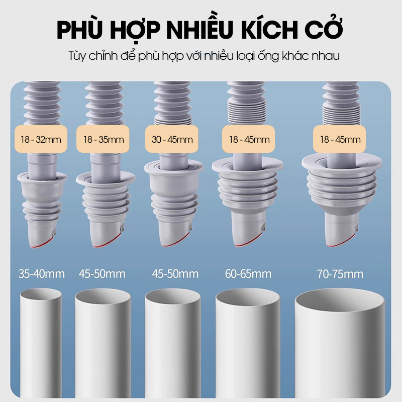 Thiết bị bịt kín ống thoát nước ngăn mùi SS15 cho nhà bếp, nhà vệ sinh, chống chảy ngược, chống con trùng, chống mùi