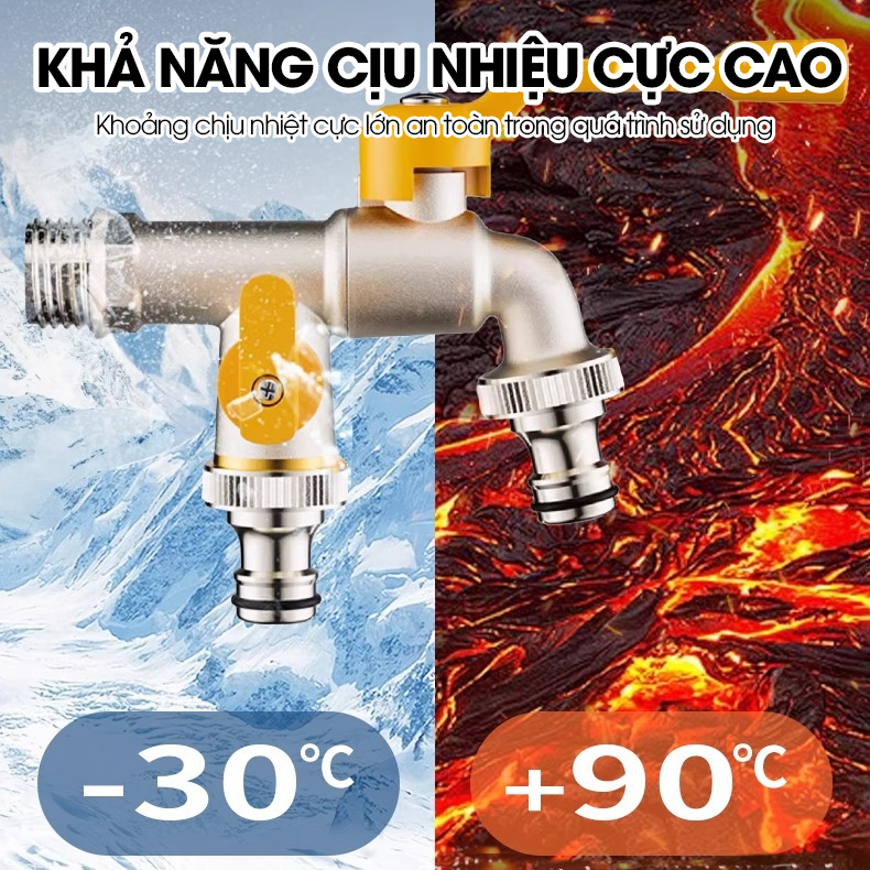 Vòi nước xả lưu lượng lớn cao cấp LD-9101, vòi xả hồ, vòi cho máy giặt, vòi nước ngoài trời sân vườn lõi to (Ren 21)