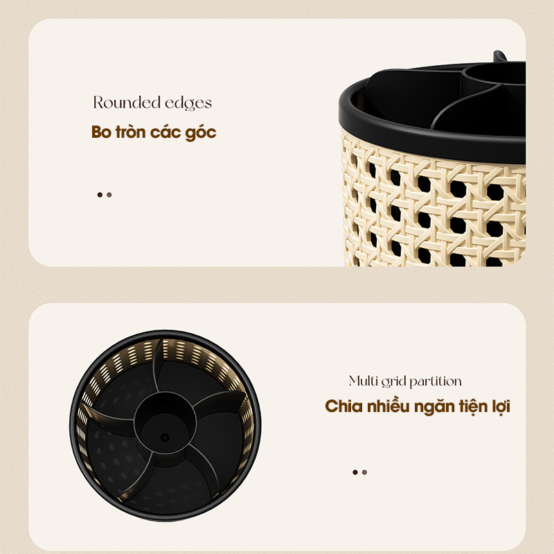 Hộp đựng bút, ống đựng cọ trang điểm chia ngăn JLG25054