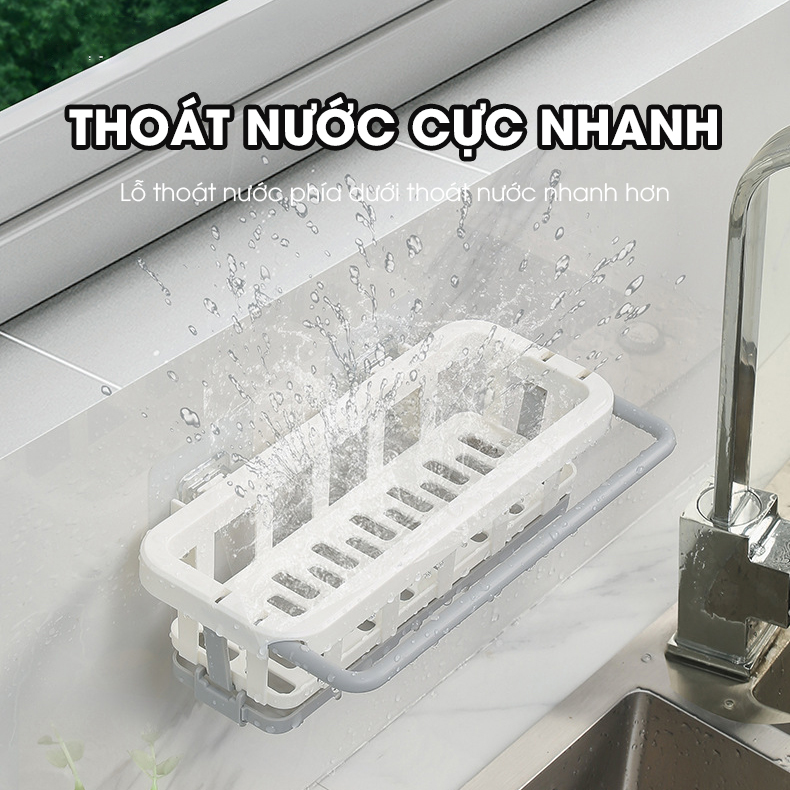 Kệ để dụng cụ rửa chén, giá để nước rửa chén bát treo tường có khay hứng nước LD-2468