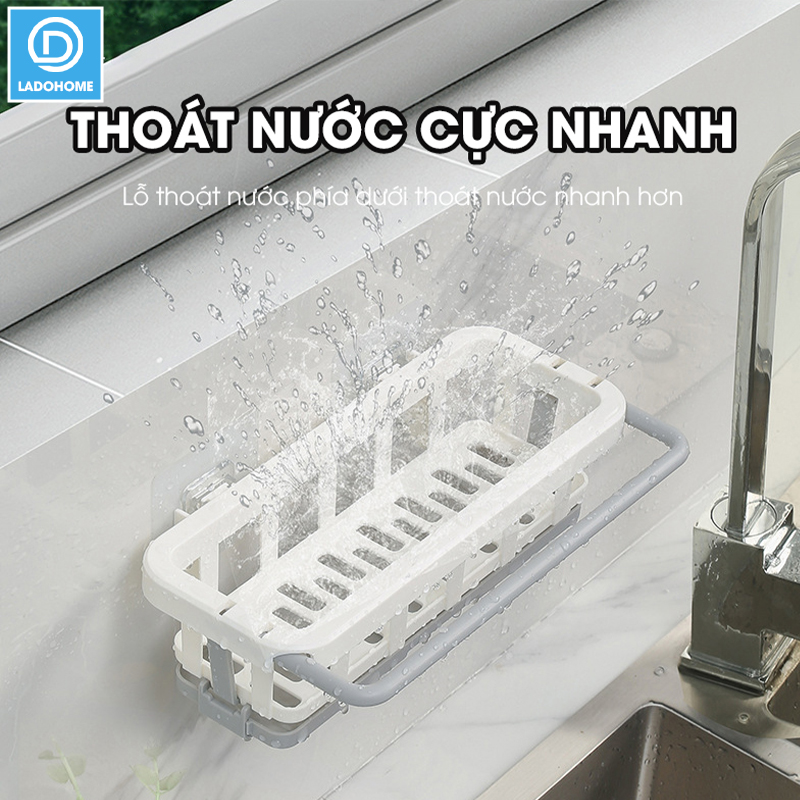 Kệ để dụng cụ rửa chén, giá để nước rửa chén bát treo tường có khay hứng nước LD-2468