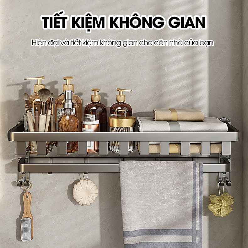 Giá treo khăn đa năng, kệ để khăn tắm gấp gọn SQ-6244 Nhôm Anod không rỉ