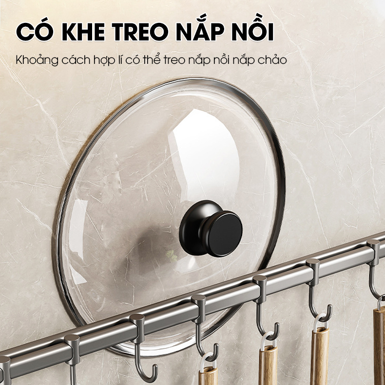 Móc treo nhà bếp đa năng có rảnh để dao và gác nắp nồi Nhôm Anod không rỉ RX08