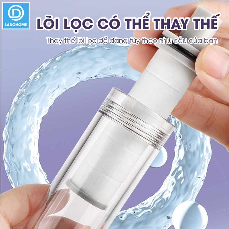Vòi tắm hoa sen di động, vòi sen du lịch, vòi sen cầm tay có lõi lọc kèm túi đựng tiện lợi LD-9015