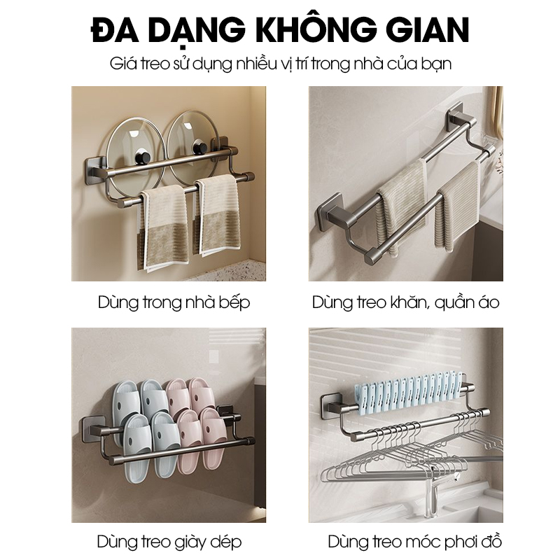 Giá treo khăn nhà tắm LD-5282 hợp kim nhôm không rỉ