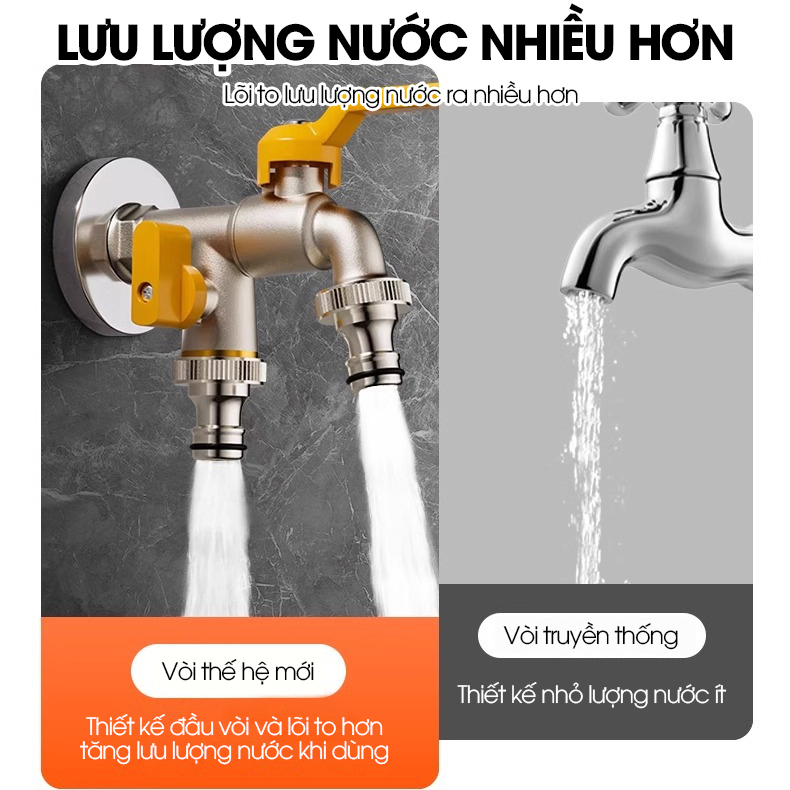 Vòi nước xả lưu lượng lớn cao cấp LD-9101, vòi xả hồ, vòi cho máy giặt, vòi nước ngoài trời sân vườn lõi to (Ren 21)