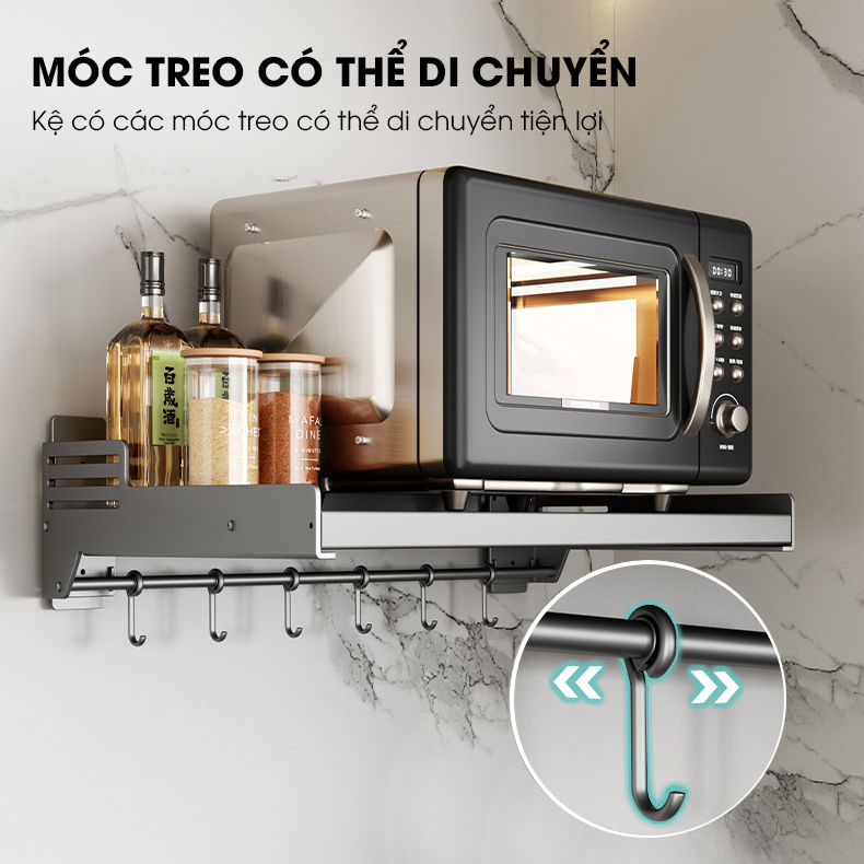 Kệ lò vi sóng, kệ gia vị kệ nhà bếp treo tường SQ-6188 thép carbon không rỉ