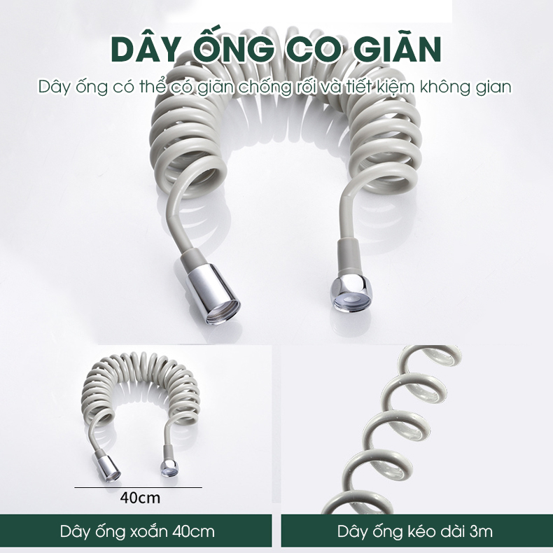 Vòi xịt toilet, vòi xịt vệ sinh phòng tắm cao cấp INOX304 LH-9423 + tặng kèm giá đỡ, ống dây lò xo 3 mét chất lượng cao