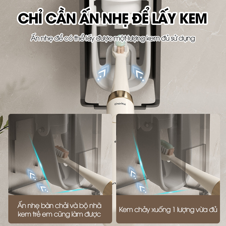 Kệ treo bàn chải và kem đánh răng có kèm cốc và dụng cụ nhã kem tự động LH-5478C