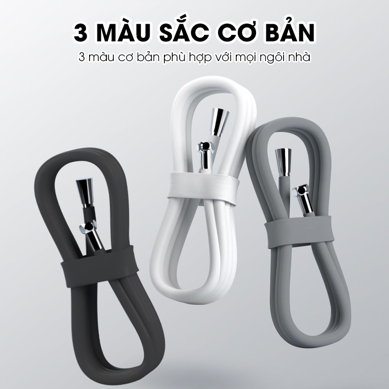 Ống nước vòi sen 1.5m TPR Silicon dẻo dai siêu bền chống cháy sử dụng được nóng lạnh, đầu nối bằng đồng chống mòn