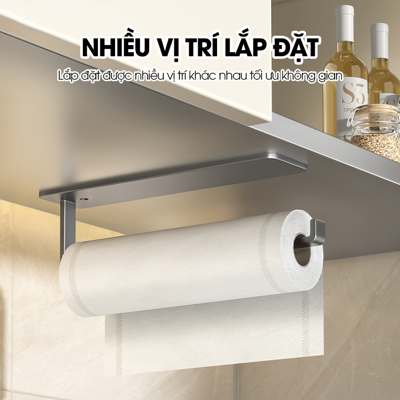 Giá treo túi đựng thực phẩm, thanh treo màn bọc thực phẩm, móc treo khăn lau nhà bếp LH-4102 Nhôm Anod không rỉ