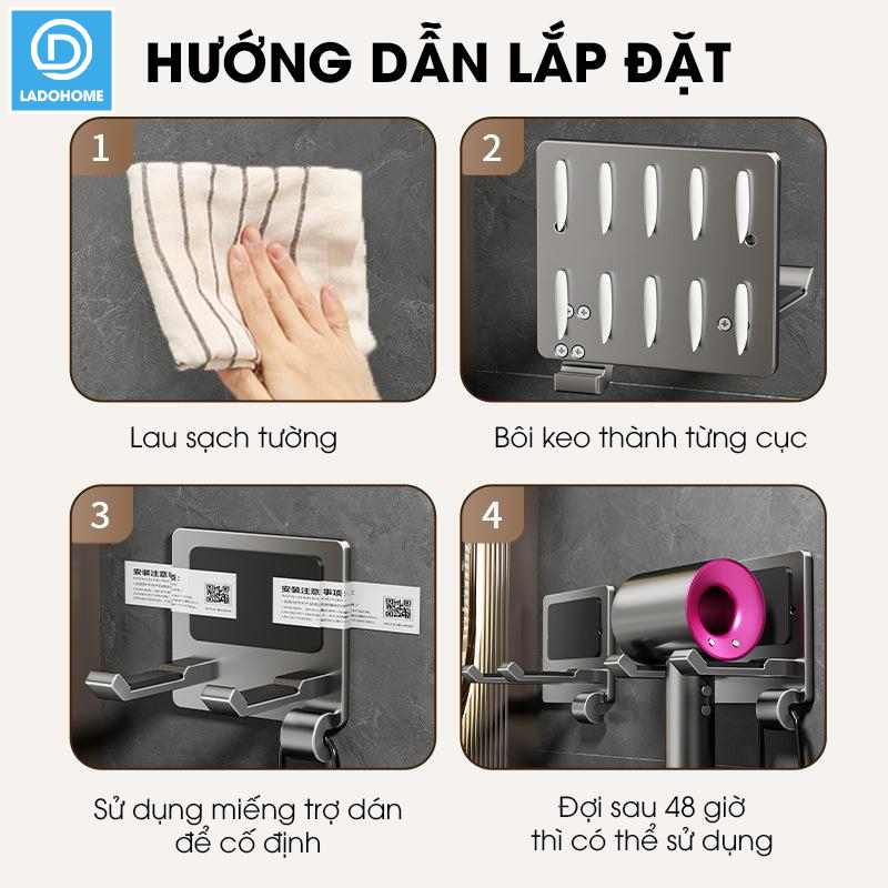 Giá treo máy sáy tóc chống trộm dán tường LD-7706 nhôm hợp kim không rỉ