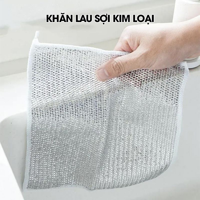 Khăn rửa chén bát dây thép, giẻ lau dây thép vệ sinh nhà bếp siêu sạch