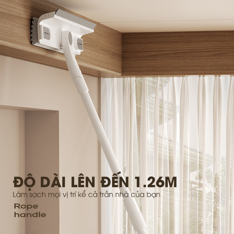 Cây lau kính, gạt chùi kính 2 trong 1 cán dài điều chỉnh tối đa 1.3 mét LH-8838