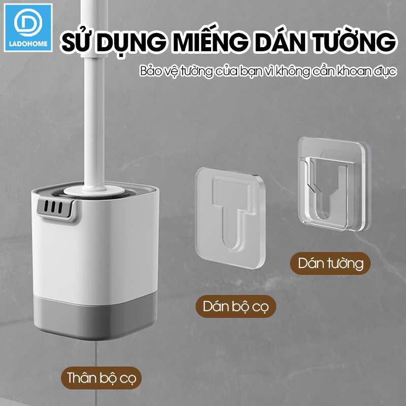 Cọ chà vệ sinh bồn cầu cán dài silicon gắn tường MT14 + tặng kèm kẹp gắp lông tóc