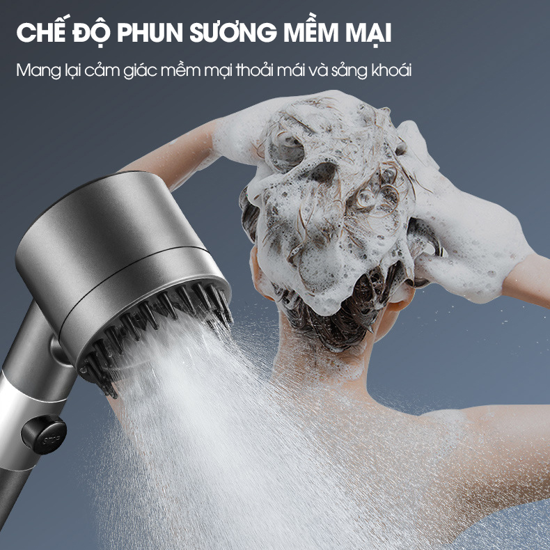 Bộ vòi sen điều áp 3 chế độ kèm lõi lọc LH-9005 + bao gồm giá đỡ và ống nối 1.5m