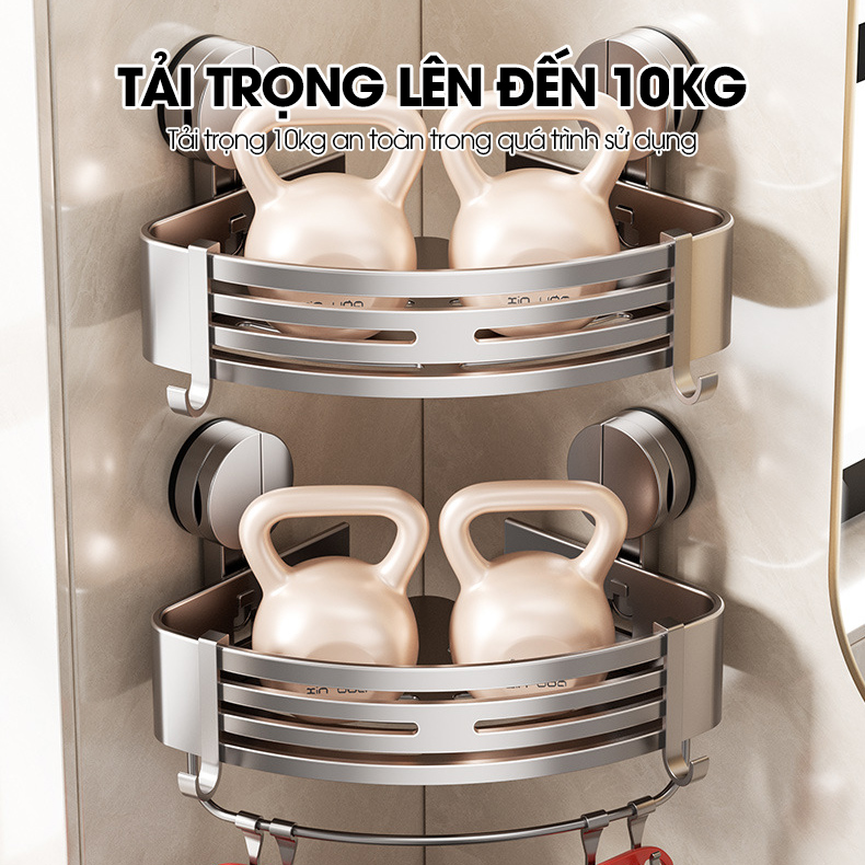 Kệ treo tường nhà tắm nhà bếp cốc hút chân không LD-6717 / LD-6719, nhôm anod không rỉ, không cần khoan đục