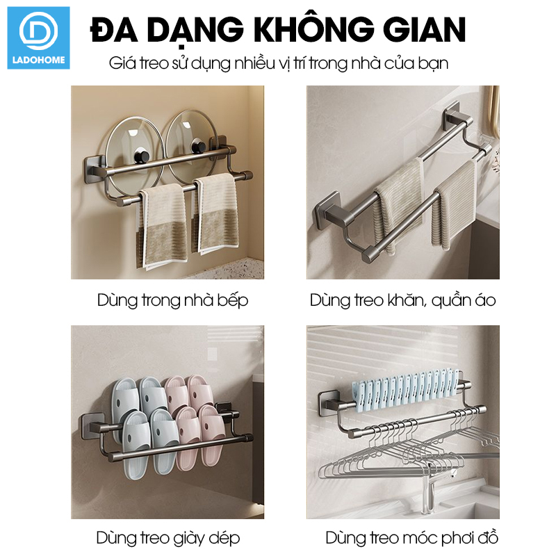 Giá treo khăn nhà tắm LD-5282 hợp kim nhôm không rỉ