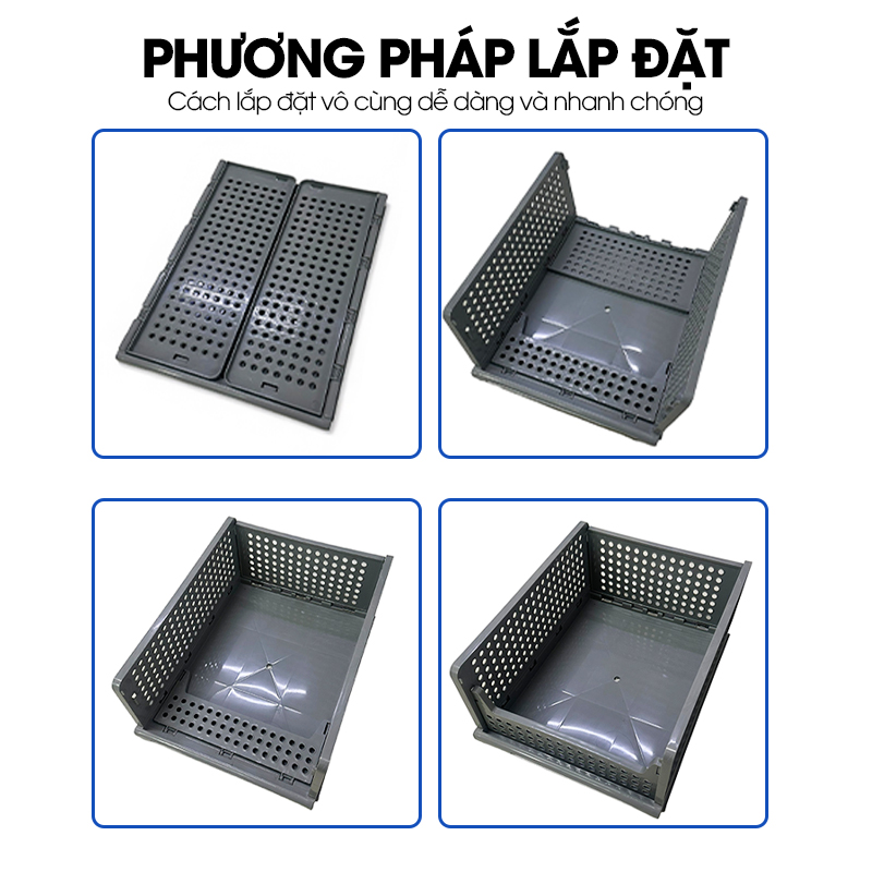Hộp lưu trữ gấp gọn có thể xếp chồng LH-5555, hộp tủ đựng quần áo, văn phòng phẩm, vật dụng cá nhân xếp tầng ngăn nắp