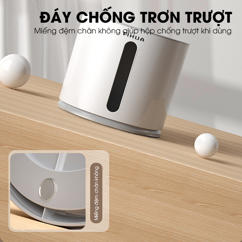 Hộp khăn giấy hộp đựng bút để bàn nhiều ngăn có thể xoay 360 TIHUA T9002