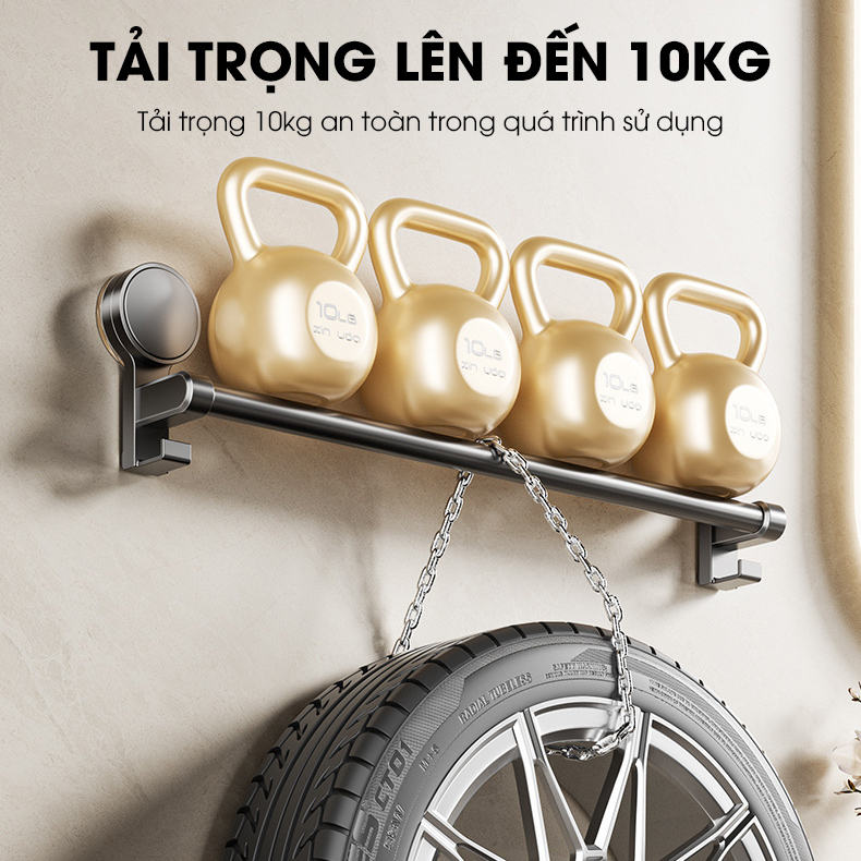 Giá treo khăn nhà tắm có móc hút chân không LD-5250, nhôm anod không rỉ, không cần khoan đục, dễ dàng lắp đặt