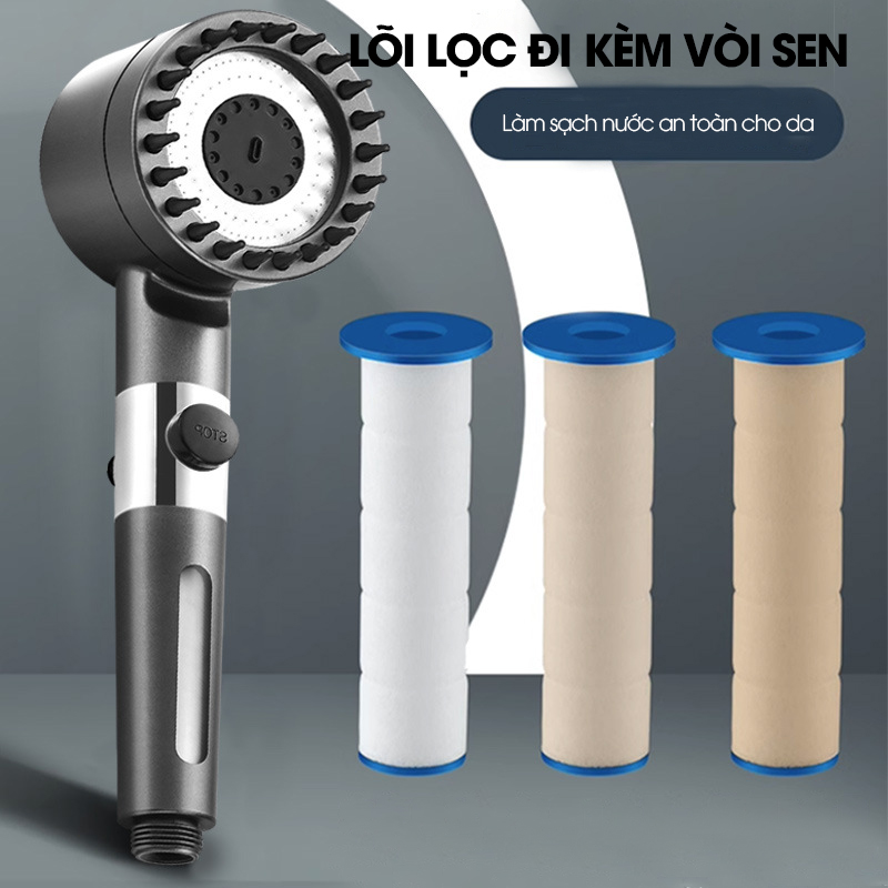 Bộ vòi sen điều áp 3 chế độ kèm lõi lọc LH-9005 + bao gồm giá đỡ và ống nối 1.5m