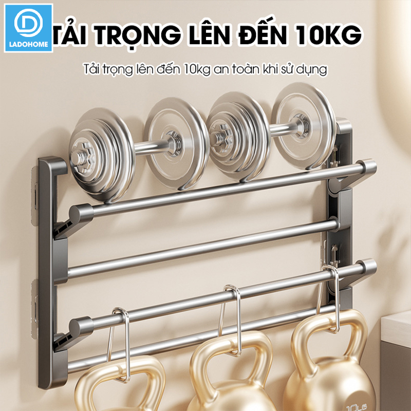 Kệ để giày dép treo tường 2 tầng LD-5233 nhôm anod không rỉ + tặng kèm miếng dán, tắt kê và vít