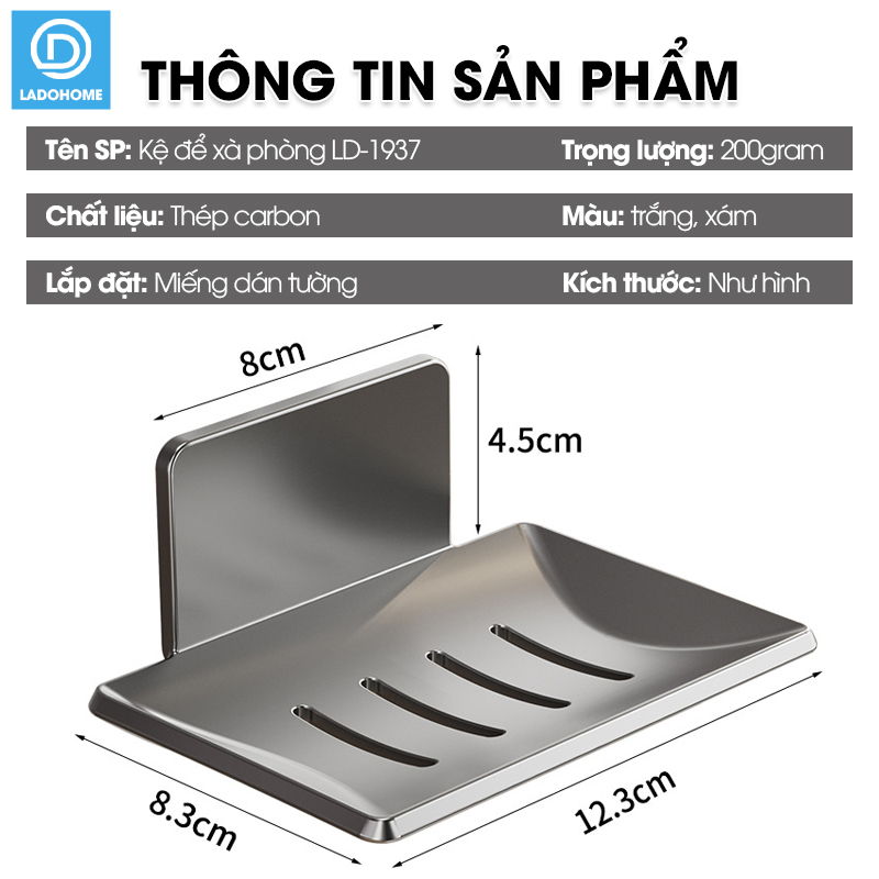 Khay đựng xà bông cục dán tường LD-1937 , khay đựng xà phòng có lỗ thoát nước thép carbon chống gỉ