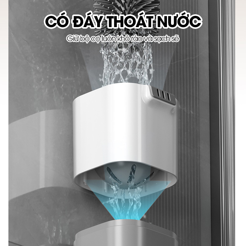 Cọ chà vệ sinh bồn cầu cán dài silicon gắn tường MT14 + tặng kèm kẹp gắp lông tóc