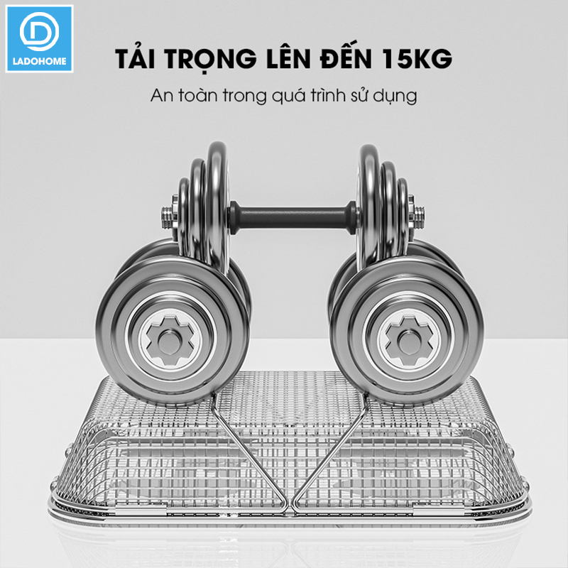 Rổ Inox treo bồn rửa chén, khay úp chén, khay rửa rau có thể điều chỉnh kích thước LD-2448