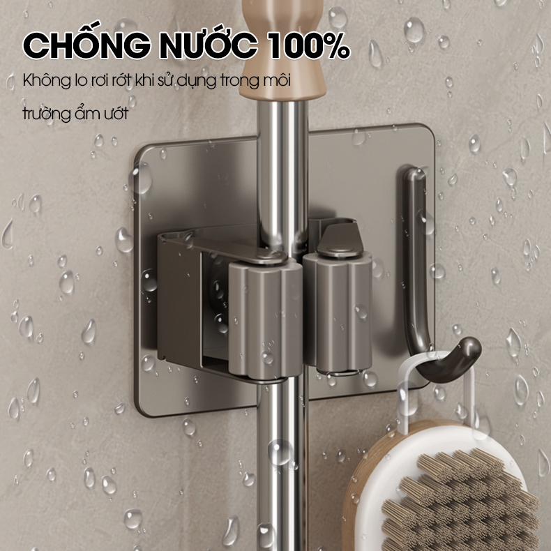 Móc kẹp cây lau nhà treo tường thép không rỉ RX09