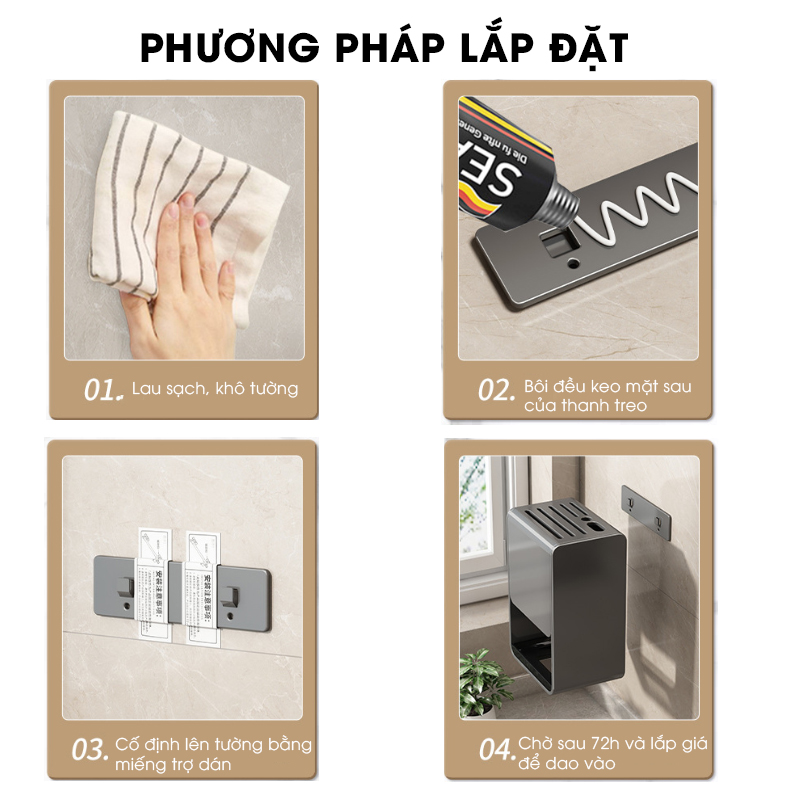 Giá để dao kệ dao để bàn treo tường LH-6327 thép carbon chống rỉ