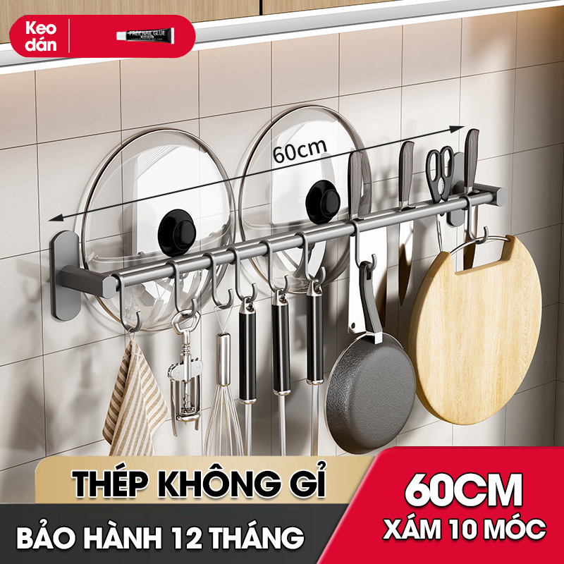 Móc treo nhà bếp đa năng có rảnh để dao và gác nắp nồi Nhôm Anod không rỉ RX08