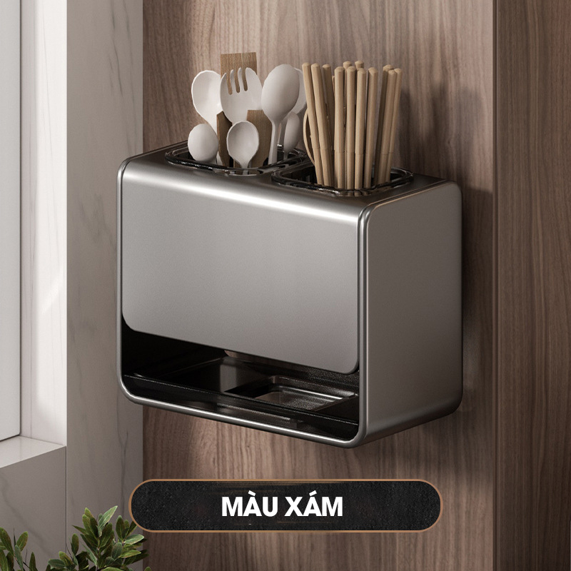 Kệ muỗng đũa, ống đựng muỗng đũa để bàn hoặc treo tường LH-6325 thép carbon chống rỉ