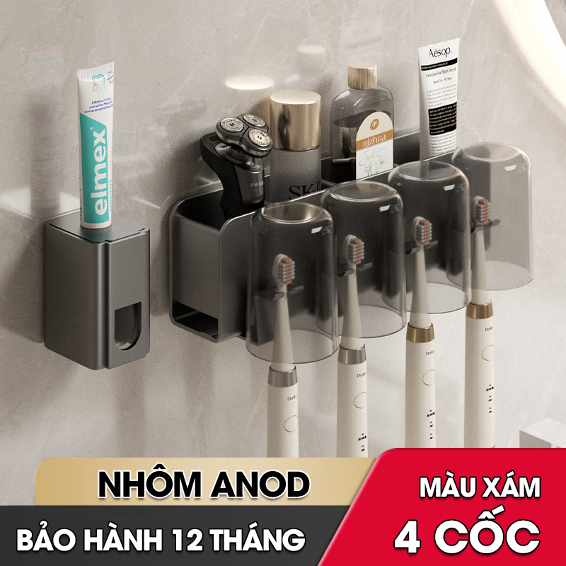 Kệ treo bàn chải và kem đánh răng có kèm cốc và dụng cụ nhã kem tự động LH-5478C