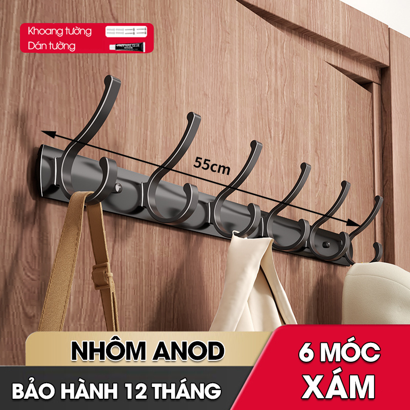 Móc treo tường RX14 Nhôm anod không rỉ, móc treo quần áo phòng ngủ, phòng khách, nhà tắm, nhà bếp, móc treo sau cửa