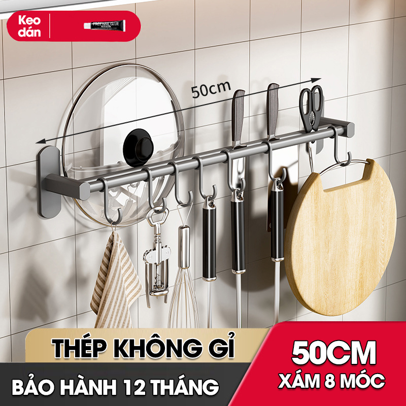 Móc treo nhà bếp đa năng có rảnh để dao và gác nắp nồi Nhôm Anod không rỉ RX08